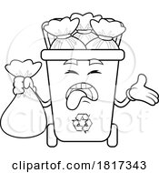 Cartoon Gagging Recycle Bin Mascot Full Of Bags Licensed Clipart