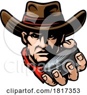 Cowboy Ice Hockey Puck Sports Team Mascot