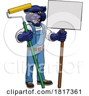 Panther Painter Decorator Paint Roller Mascot Man