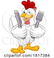 Chicken Rooster Cockerel Knife And Fork Cartoon