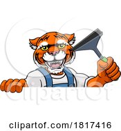 Tiger Car Or Window Cleaner Holding Squeegee