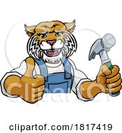 Wildcat Carpenter Handyman Builder Holding Hammer