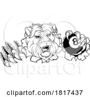 Lion Angry Pool 8 Ball Billiards Mascot Cartoon