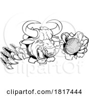 Bull Minotaur Longhorn Cow Golf Mascot Cartoon