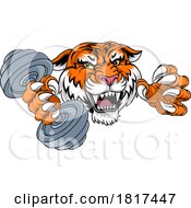 Tiger Weight Lifting Dumbbell Gym Animal Mascot