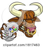 Bull Minotaur Longhorn Cow Gamer Mascot Cartoon