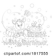 Cartoon Piglet Happy Birthday Greeting Licensed Clipart by Alex Bannykh #COLLC1817555-0056