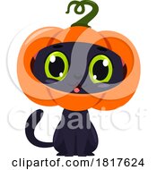 Halloween Cat With A Pumpkin Licensed Clipart