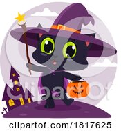 Halloween Witch Cat Trick Or Treating Licensed Clipart