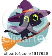 Halloween Witch Cat Flying Licensed Clipart