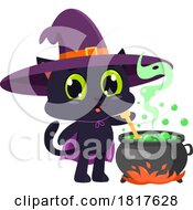 Halloween Witch Cat Licensed Clipart by Hit Toon #COLLC1817628-0037