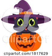 Halloween Witch Cat In A Pumpkin Licensed Clipart