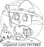 Poster, Art Print Of Halloween Witch Cat Trick Or Treating Licensed Clipart