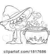 Poster, Art Print Of Witch Stirring A Cauldron Licensed Clipart