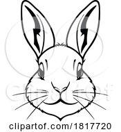 Black And White Rabbit Face Licensed Clipart