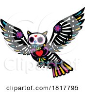 Mexican Day Of The Dead Sugar Skull Owl Skeleton Clipart