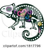 Mexican Day Of The Dead Sugar Skull Chameleon Skeleton Clipart