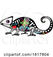 Mexican Day Of The Dead Sugar Skull Chameleon Skeleton Clipart