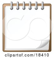 Clipart Illustration Of A Blank Page Of A Spiral Notebook by Leo Blanchette