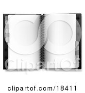 Clipart Illustration Of A Blank Page In An Open Spiral Daily Organizer With Tabs by Leo Blanchette