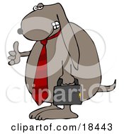 Poster, Art Print Of Cool Dog Wearing A Red Business Tie And Carrying A Briefcase