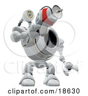 Robotic Cam Holding And Pointing A Laser Gun Defending And Protecting Against Spyware