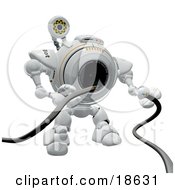 Clipart Illustration Of A Robo Cam Repairing Broken Cords