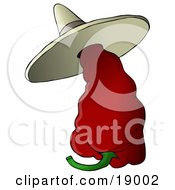 Clipart Illustration Of A Red Hot Mexican Chili Pepper Wearing A Sombrero Hat