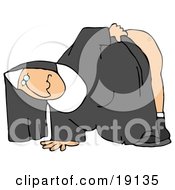 Clipart Picture Of An Old Nun Bending Over And Showing Off The Heart Shaped Tattoo On Her Rump From Her Rebel Years