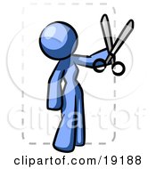 Clipart Illustration Of A Blue Lady Character Snipping Out A Coupon With A Pair Of Scissors Before Going Shopping by Leo Blanchette