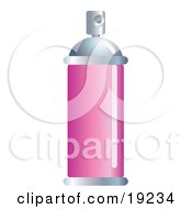 Clipart Illustration Of An Aluminum Bottle Of Hair Spray With A Blank Pink Label