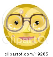 Clipart Illustration Of A Four Eyed Yellow Smiley Face Wearing Glasses