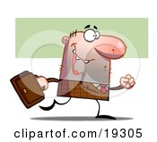 Clipart Illustration Of A Lucky Businessman In Brown Carrying A Leather Briefcase And Walking To The Office
