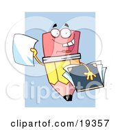 Clipart Illustration Of A Happy Yellow Number Two Pencil With An Eraser Tip Character Smiling And Holding Student Papers