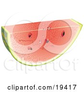 Clipart Illustration Of A Juicy Slice Of Fresh Cut Watermelon With Black Seeds And Juice Droplets by Vitmary Rodriguez