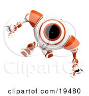 Clipart Illustration Of A Wondering Red And White Security Webcam Robot Looking Upwards by Leo Blanchette