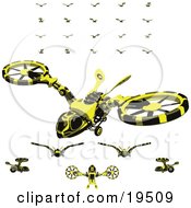 Poster, Art Print Of Collection Of Wasp-Like Hovercraft Vehicles