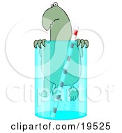 Clipart Illustration Of A Cute Green Dinosaur Swimming In A Glass Of Water With A Straw