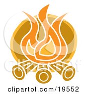 Clipart Illustration Of Flames Burning Logs On A Campfire