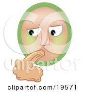 Clipart Illustration Of A Grossed Out Emoticon Smiley Face Puking Green Vomit