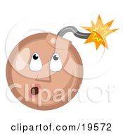 Clipart Illustration Of A Tan Ticking Time Bomb Smiley Face Looking Up At The Fuse