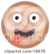 Clipart Illustration Of An Infatuated Tan Smiley Face Hanging Its Tongue Out And Drooling Over A Pretty Smiley