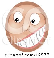 Clipart Illustration Of A Flirty Emoticon Face Grinning And Showing Its Pearly Whites