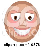 Clipart Illustration Of A Slightly Flushed Blushing Emoticon Face Smiling After Receiving A Flirty Comment