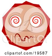 Clipart Illustration Of A Dazed And Confused Tan Smiley Face High On Drugs