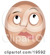 Poster, Art Print Of Nervous Lip Biting Emoticon Face Nibbling Its Lower Lip And Looking Upwards