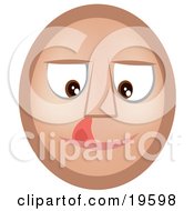 Clipart Illustration Of A Craving Emoticon Face Licking Its Lips