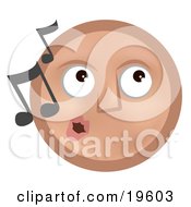 Poster, Art Print Of Melodious Tan Smiley Face Whistling Tunes