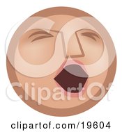 Clipart Illustration Of A Tired Tan Smiley Face Opening Its Mouth To Yawn