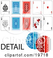 Poster, Art Print Of Front And Back Sides Of Ace Playing Cards With A Closeup On The Details